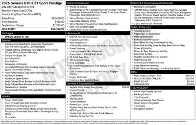 2026 Genesis G70 3.3T Sport Prestige