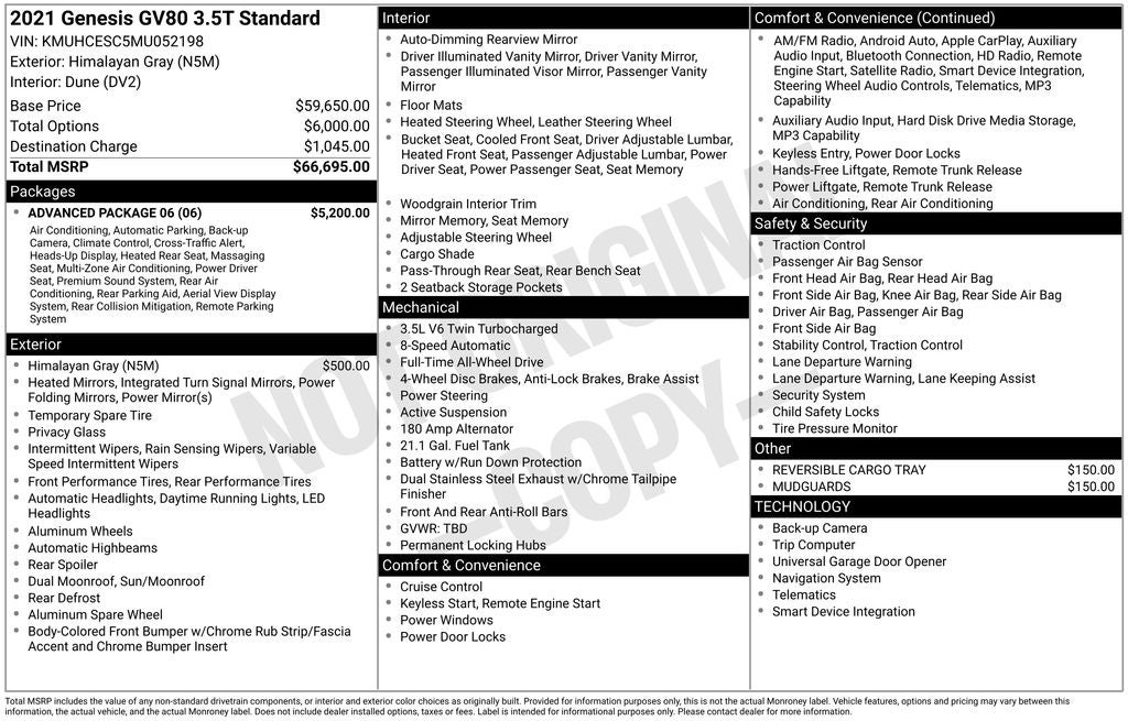 2021 Genesis GV80 3.5T