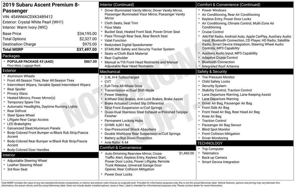 2019 Subaru Ascent Premium