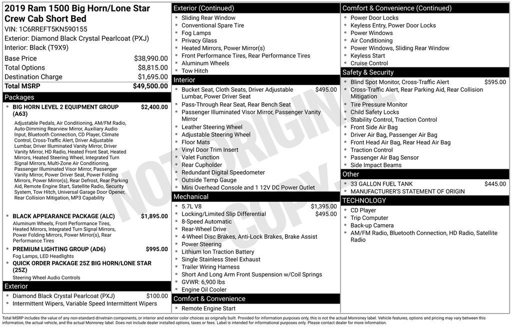 2019 RAM 1500 Big Horn/Lone Star