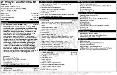 2014 Chevrolet Corvette Stingray Z51