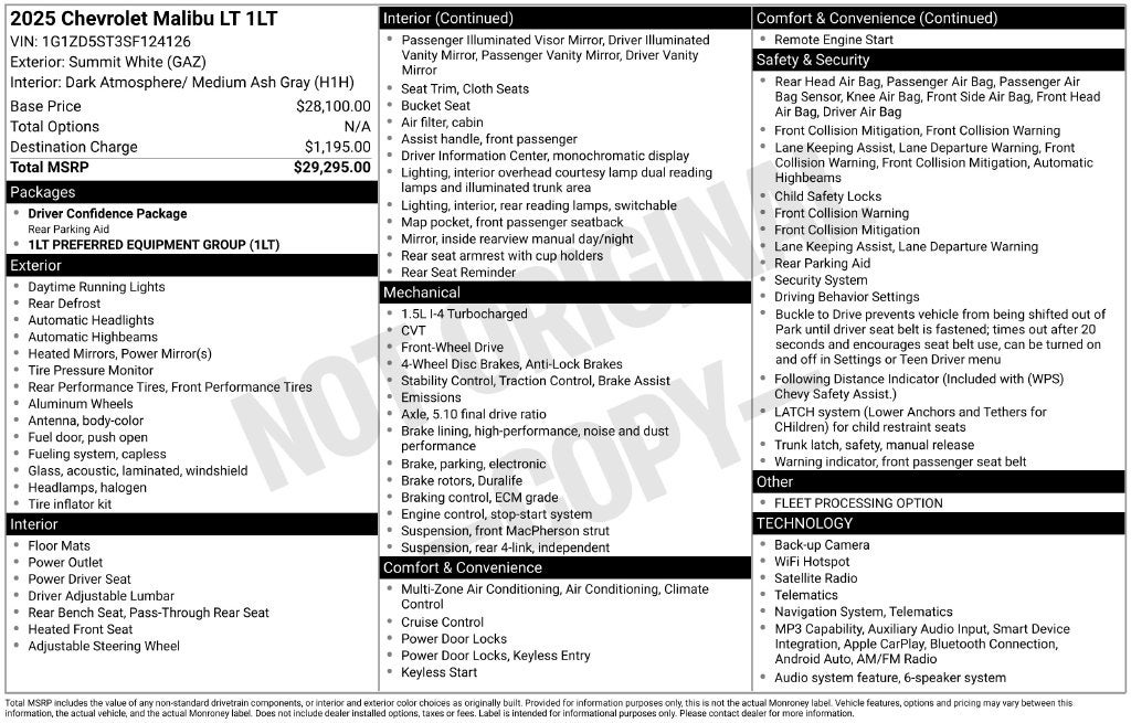 2025 Chevrolet Malibu FWD 1LT