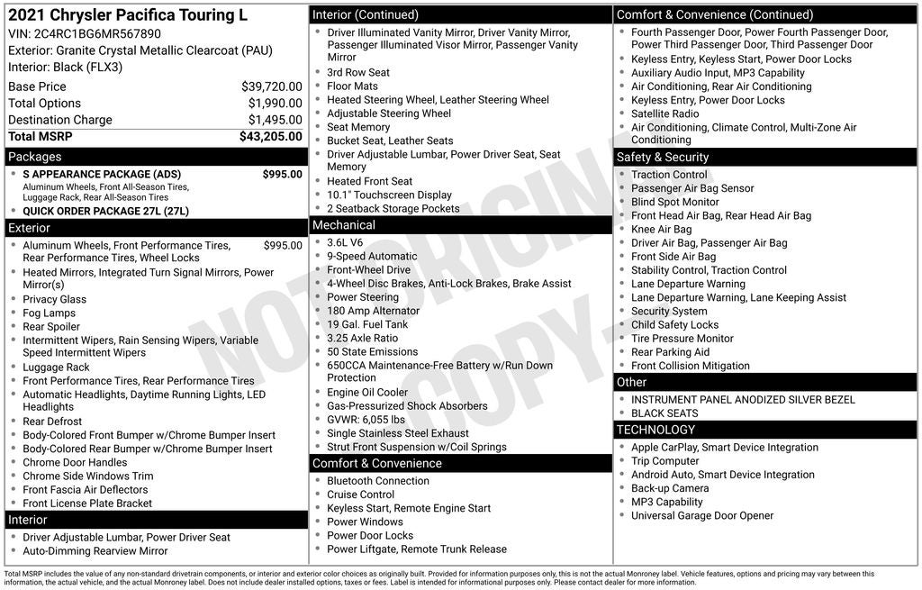 2021 Chrysler Pacifica Touring L