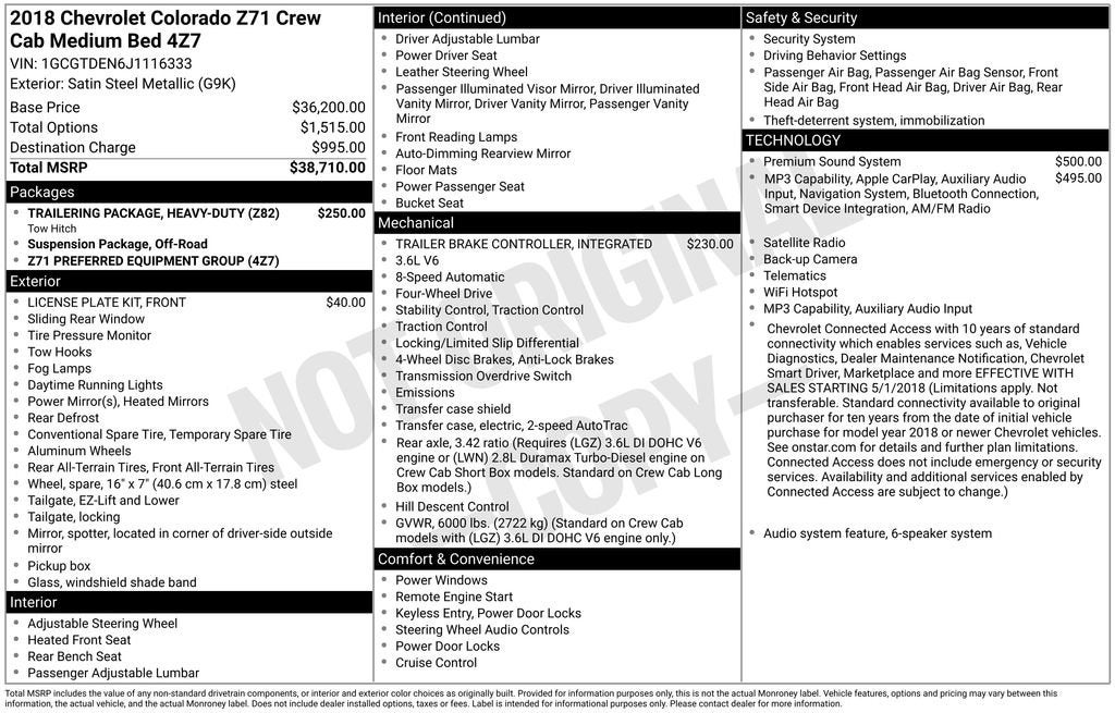 2018 Chevrolet Colorado 4WD Z71