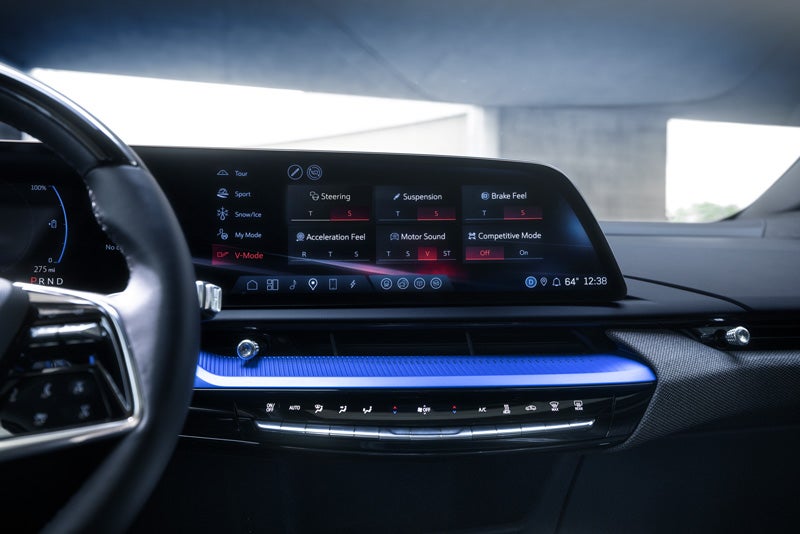 The 2026 OPTIQ-V Display Screen Displaying the V-Mode Settings | Dan Vaden Cadillac Brunswick in Brunswick GA