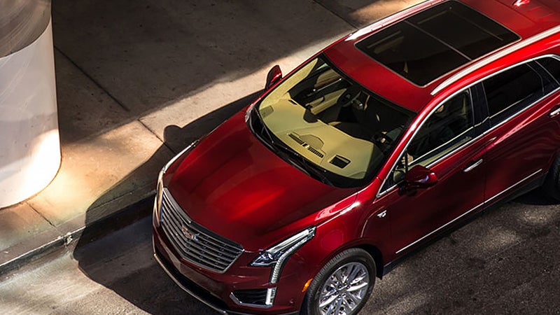 Aerial view of a red Cadillac CTS